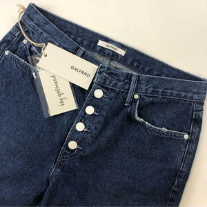 GRLFRND Karolina dark wash hi-rise button fly jeans 29” NEW with tags